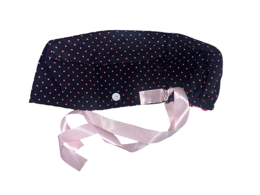 Navy Stars Scrub Ponytail Cap
