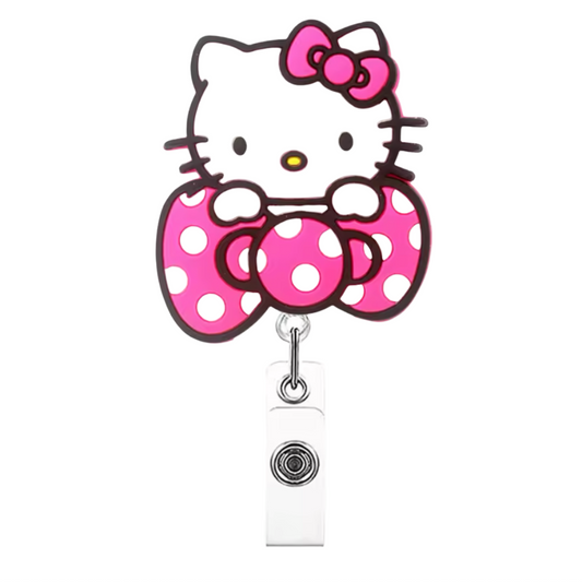 Pretty Pink Bow Badge Reel